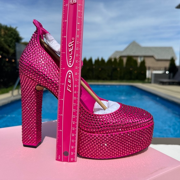 NWT Antonio Melani Hot Pink Size 10 Rhinestone Platform Pumps - Picture 5 of 12
